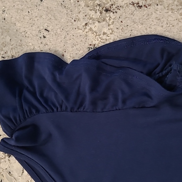 Dark Blue Flutter Sleeved Dress - Picture 3 of 4